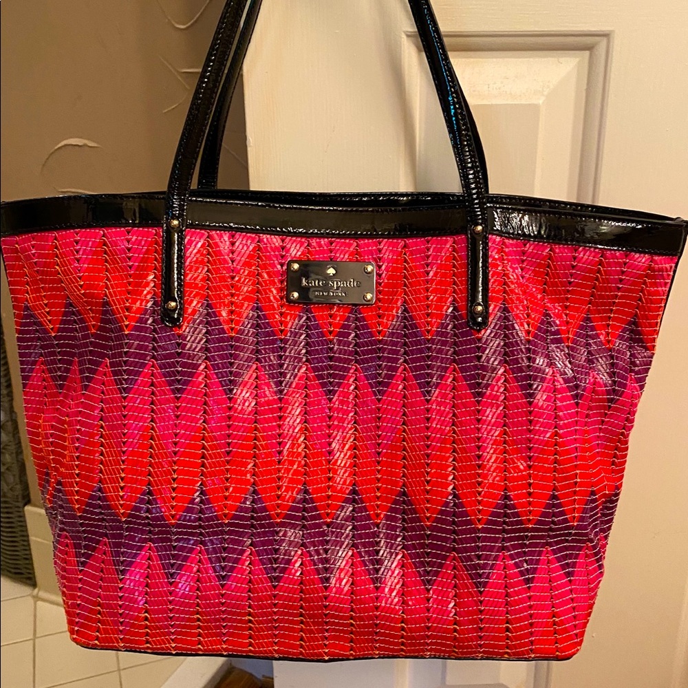 Kate Spade Tote. Black patten straps multi color